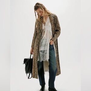 We The Free Monique Denim Women’s Duster Cheetah Color Cotton NWT Size L